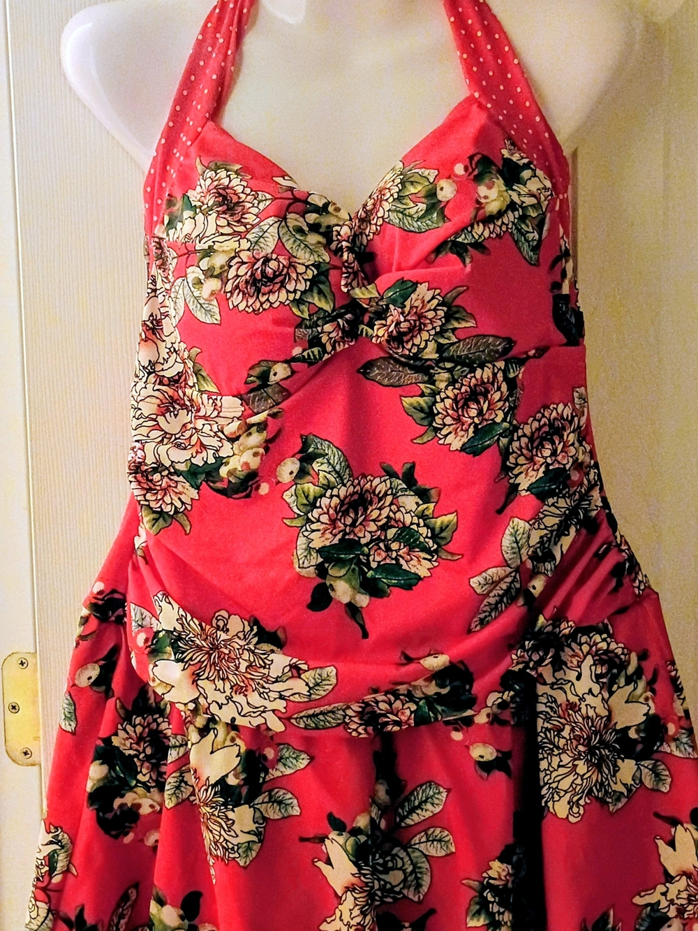 Swimsuits For All Pink Floral One-Piece Halter Swimdress